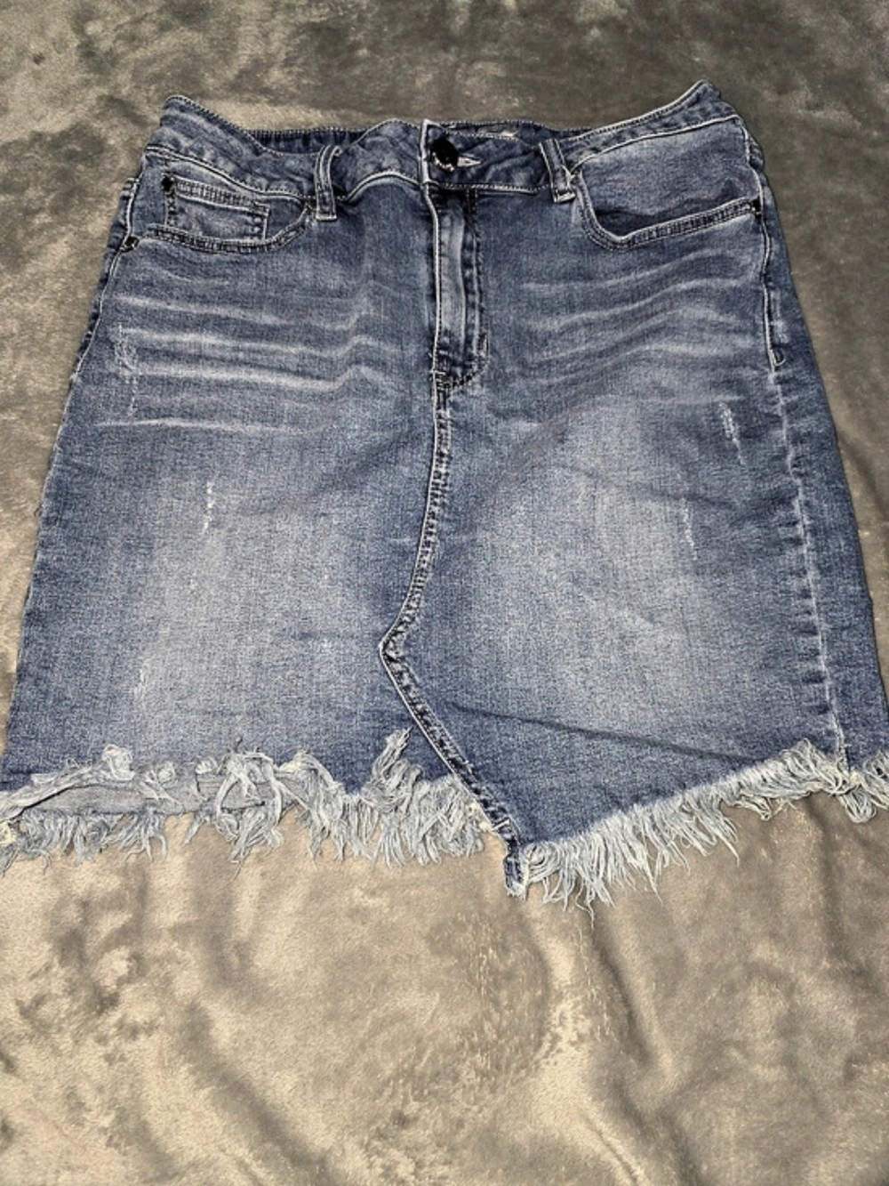 Seven7  Distressed Denim Jean Skirt in Blue Size 10